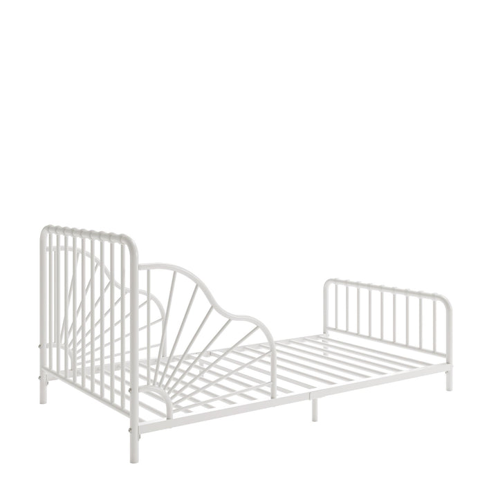Little Seeds Quinn Whimsical Metal Toddler Bed, White - Off White - Crib & Toddler Mattress