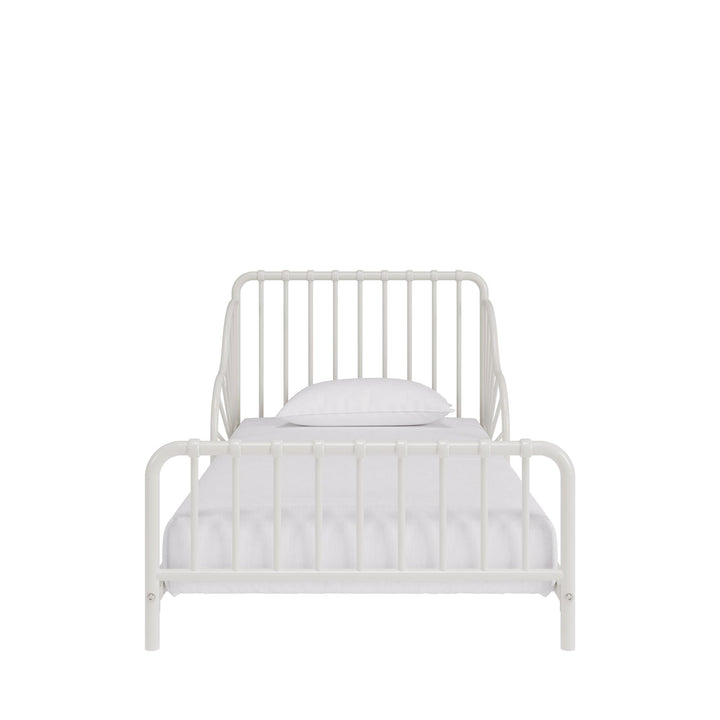 Little Seeds Quinn Whimsical Metal Toddler Bed, White - Off White - Crib & Toddler Mattress