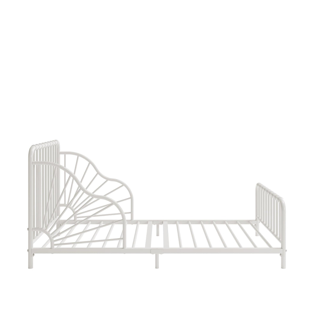 Little Seeds Quinn Whimsical Metal Toddler Bed, White - Off White - Crib & Toddler Mattress