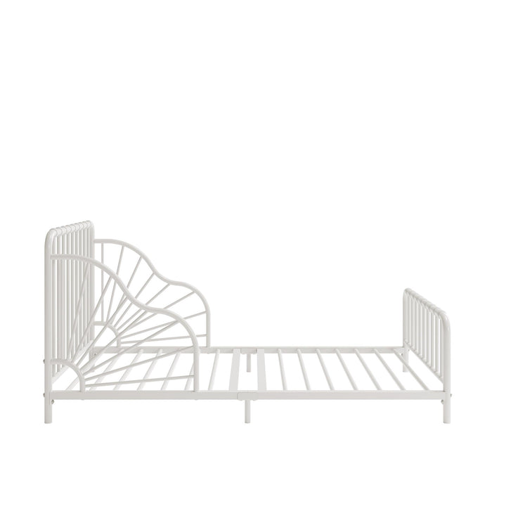Little Seeds Quinn Whimsical Metal Toddler Bed, White - Off White - Crib & Toddler Mattress