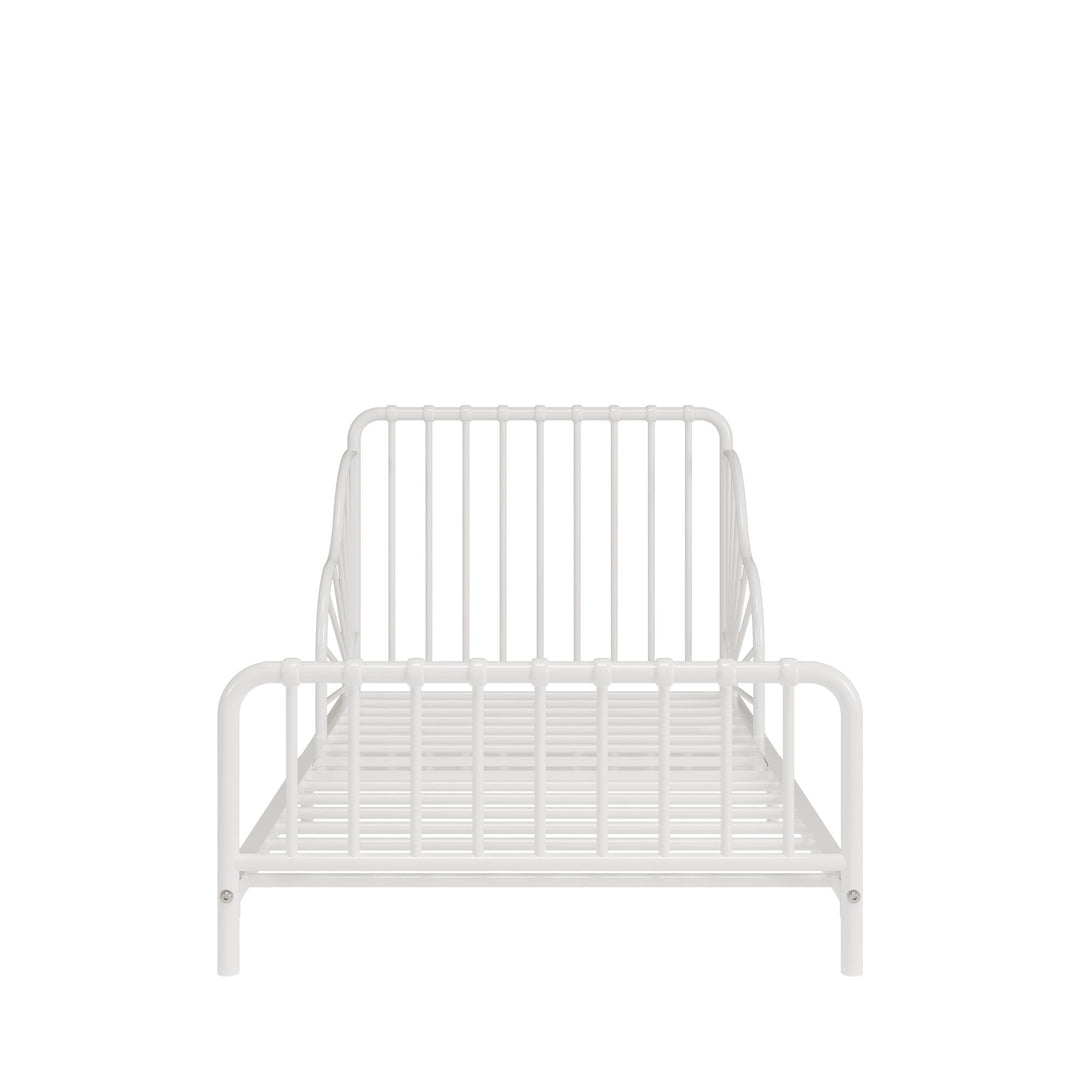 Little Seeds Quinn Whimsical Metal Toddler Bed, White - Off White - Crib & Toddler Mattress