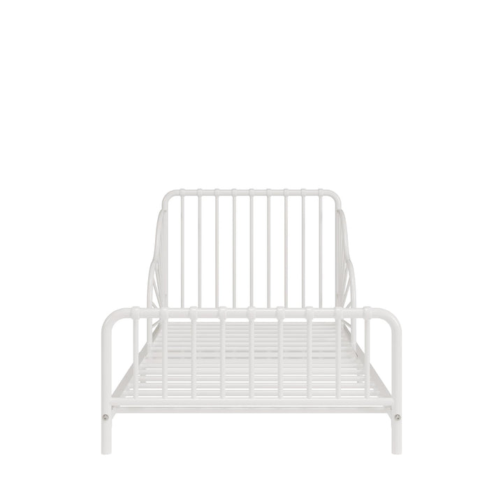 Little Seeds Quinn Whimsical Metal Toddler Bed, White - Off White - Crib & Toddler Mattress