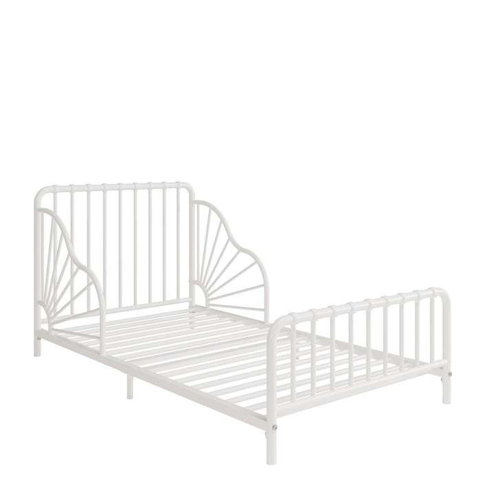 Little Seeds Quinn Whimsical Metal Toddler Bed, White - Off White - Crib & Toddler Mattress
