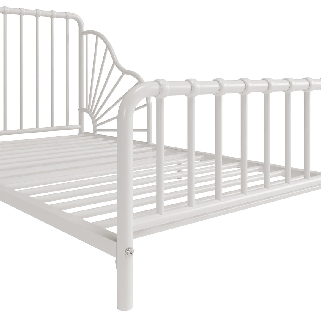 Little Seeds Quinn Whimsical Metal Toddler Bed, White - Off White - Crib & Toddler Mattress