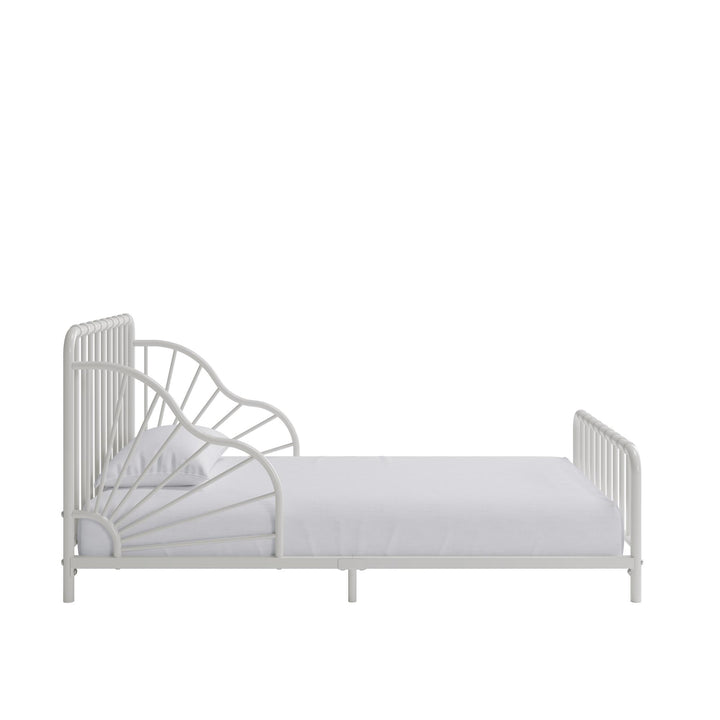 Little Seeds Quinn Whimsical Metal Toddler Bed, White - Off White - Crib & Toddler Mattress