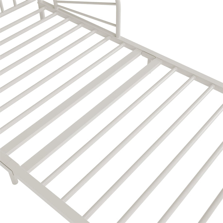 Little Seeds Quinn Whimsical Metal Toddler Bed, White - Off White - Crib & Toddler Mattress