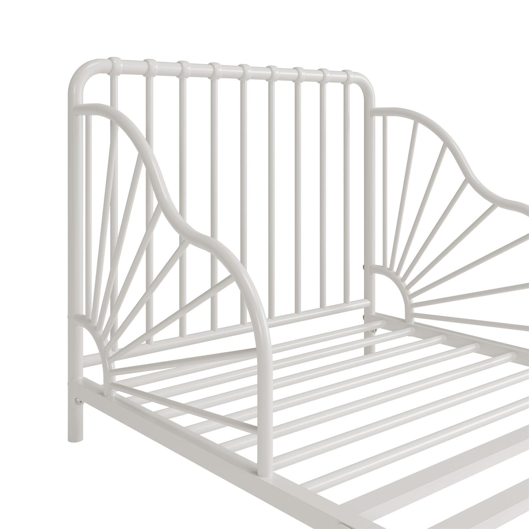 Little Seeds Quinn Whimsical Metal Toddler Bed, White - Off White - Crib & Toddler Mattress