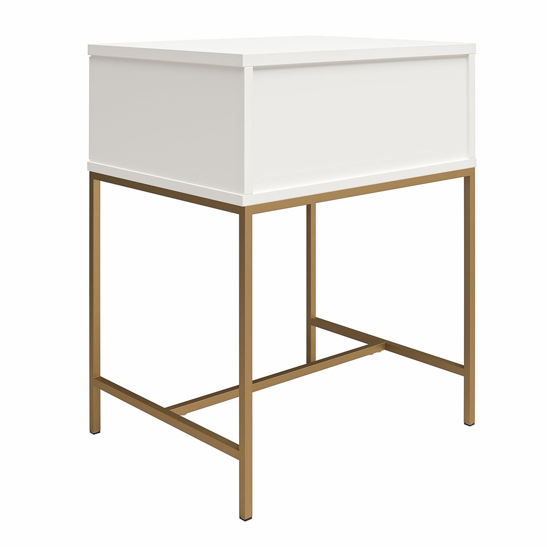 Nightstand with Gold Metal Base Effie Design -  White