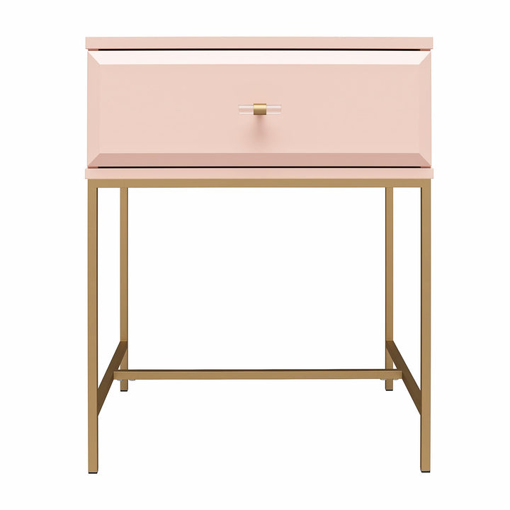 Contemporary Nightstand with 1 Drawer -  Pale Pink