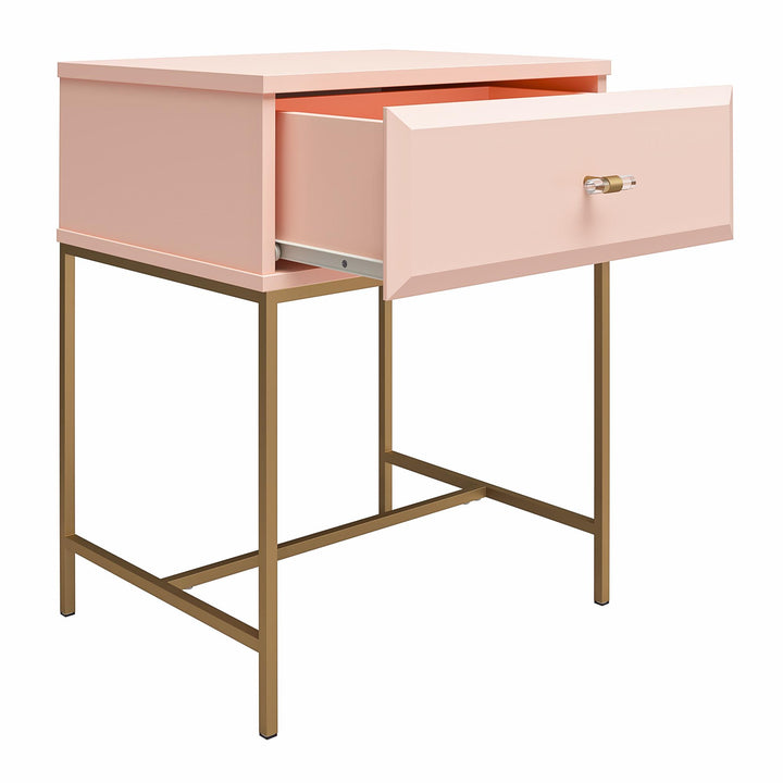 Effie Nightstand with Gold Base -  Pale Pink