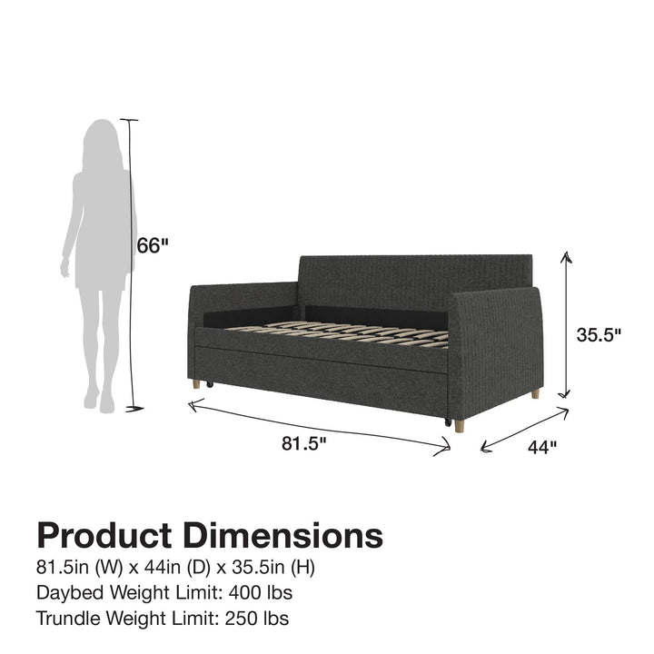 Daphne Upholstered Daybed with Trundle - Dark Gray - Twin-Over-Twin