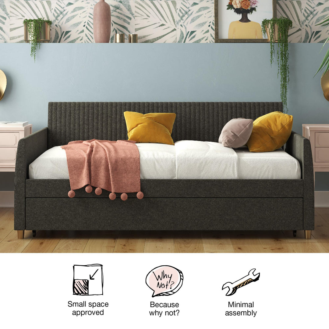 Daphne Upholstered Daybed with Trundle - Dark Gray - Twin-Over-Twin