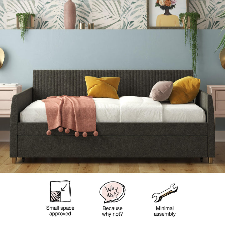 Daphne Upholstered Daybed with Trundle - Dark Gray - Twin-Over-Twin