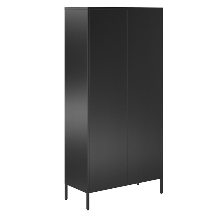 Shadwick 2 Door Tall Metal Locker Style Storage Cabinet-Mesh Metal Doors - Black