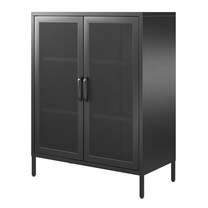 Shadwick 2 Door Metal Locker Accent Storage Cabinet-Mesh Metal Doors - Black