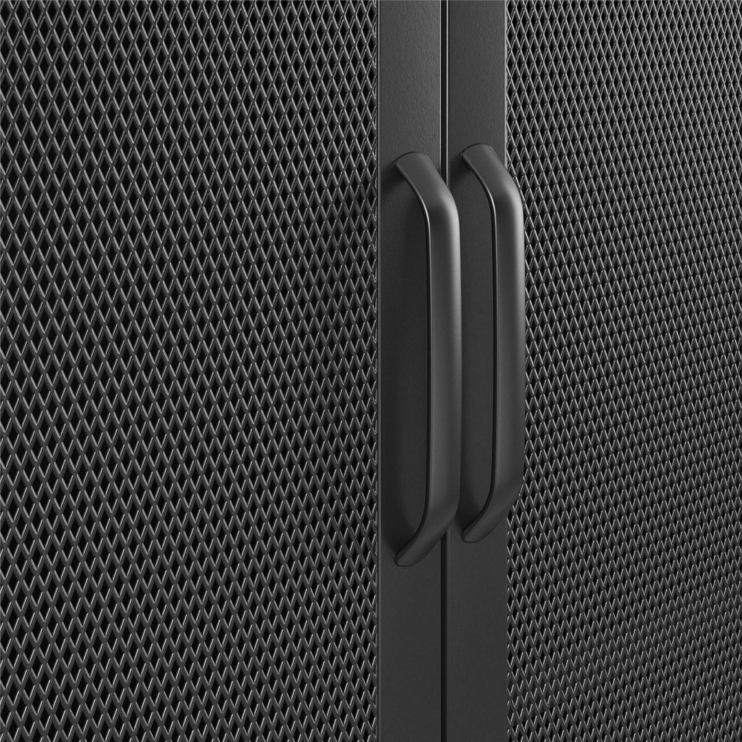 Shadwick 2 Door Metal Locker Accent Storage Cabinet-Mesh Metal Doors - Black