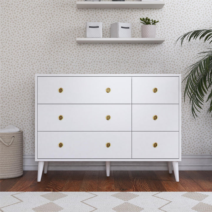 Harper 6-Drawer Storage Dresser - White