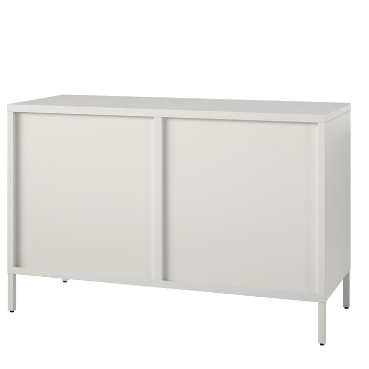 Shadwick 2 Door Wide Metal Locker Storage Accent Cabinet-Fluted Glass Doors - White