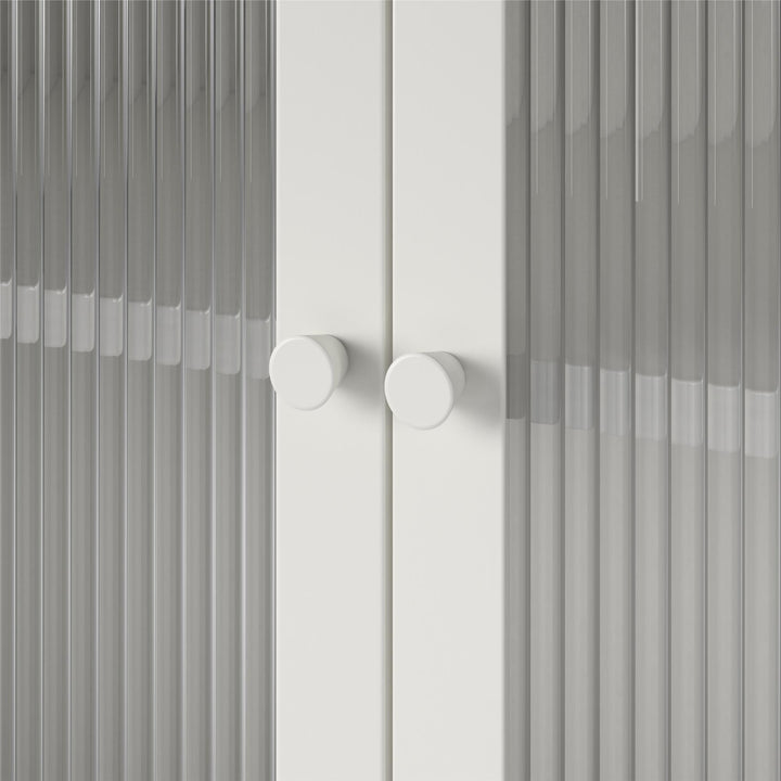 Shadwick 2 Door Metal Locker Accent Storage Cabinet-Fluted Glass Doors - White