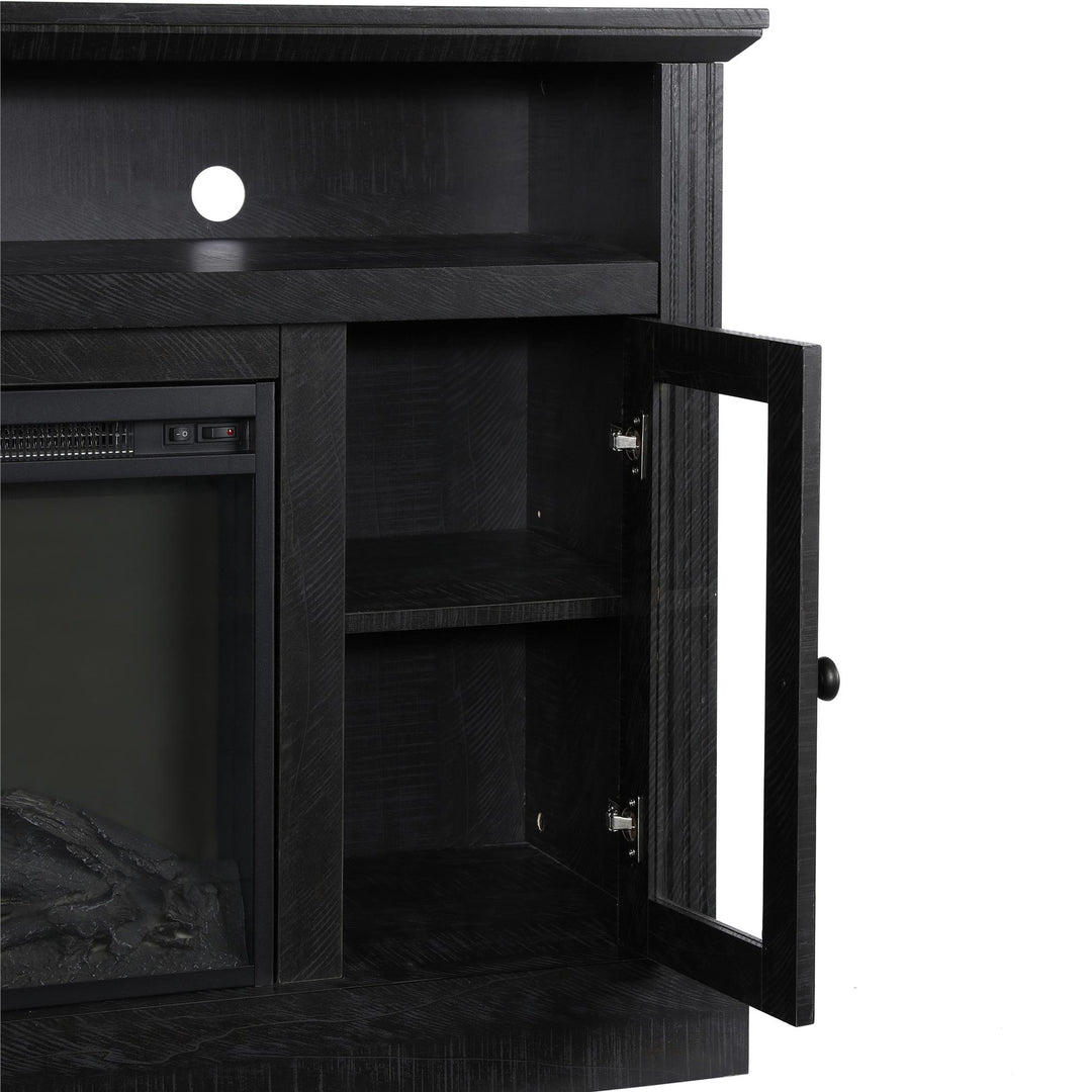 50 Inch TV Console with Electric Fireplace Chicago -  Black Oak