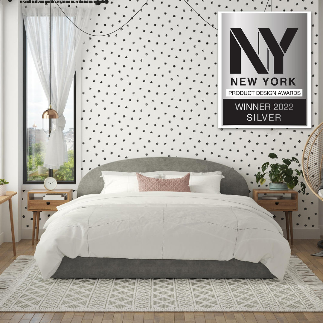 Buy stylish Moon upholstered bed online -  Light Gray  -  King