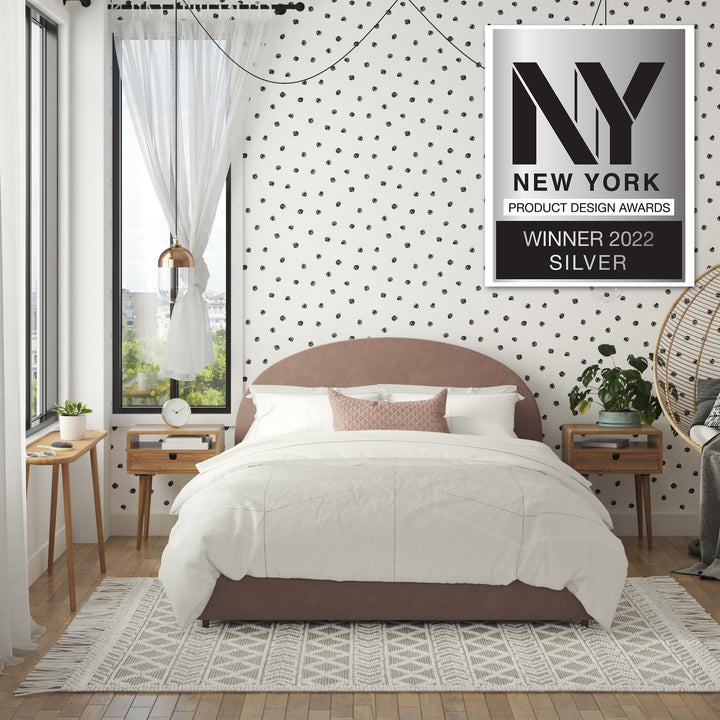 Best Moon bed with rounded headboard -  Blush  -  Full