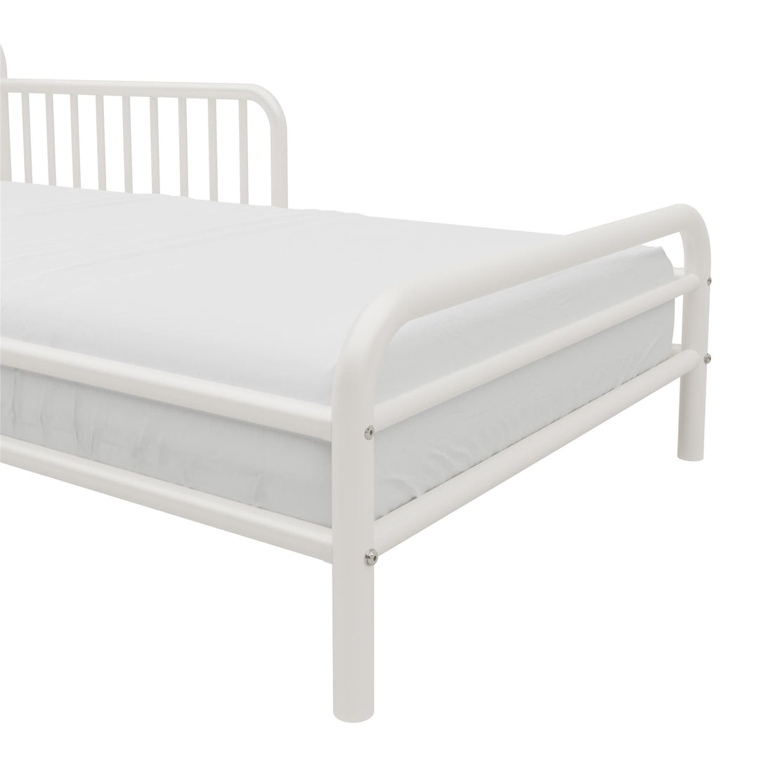 River Metal Toddler Bed with Secured Metal Slats - White - Crib & Toddler Mattress