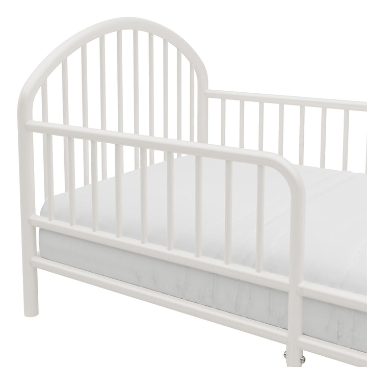 River Metal Toddler Bed with Secured Metal Slats - White - Crib & Toddler Mattress