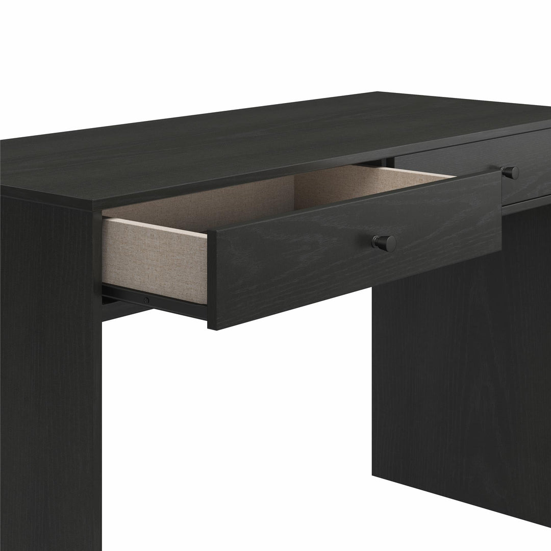 The Loft Simple Desk with 2 Storage Drawers - Black Oak