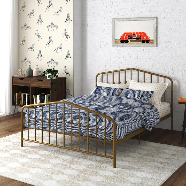 Bushwick Metal Bed - Gold - Full