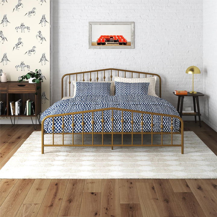 Bushwick Metal Bed - Gold - King