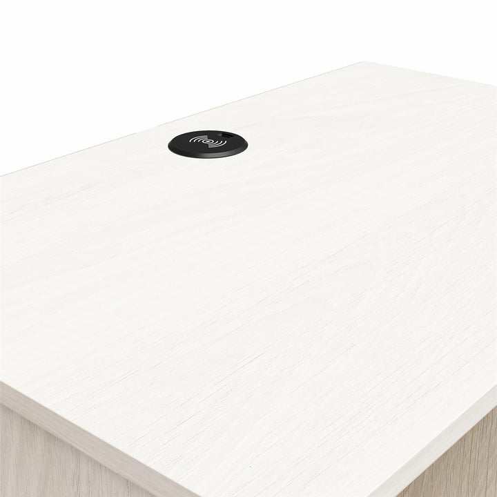Kalissa Wide Nightstand with Wireless Charger - White Oak