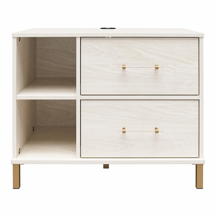Kalissa Wide Nightstand with Wireless Charger - White Oak
