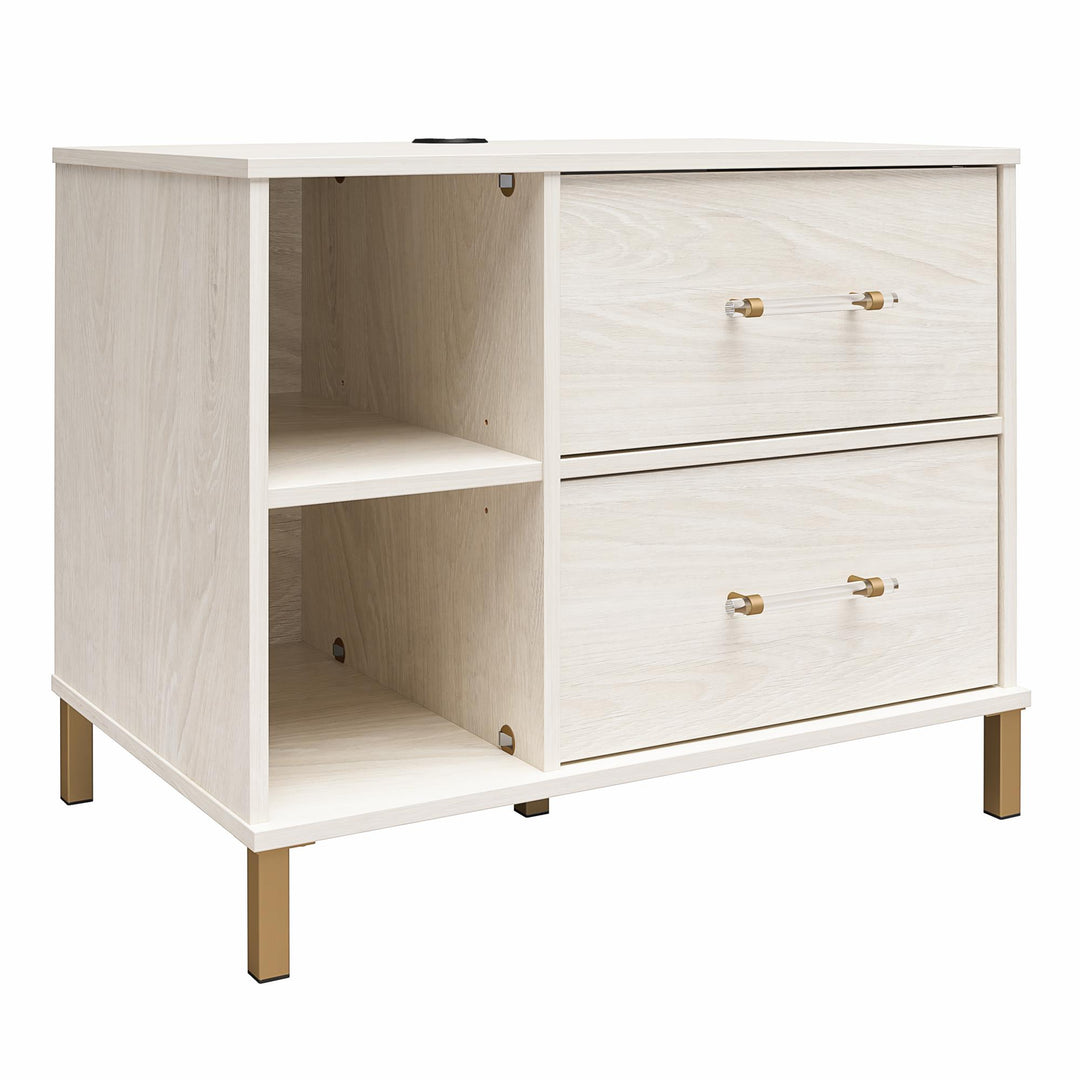 Kalissa Wide Nightstand with Wireless Charger - White Oak