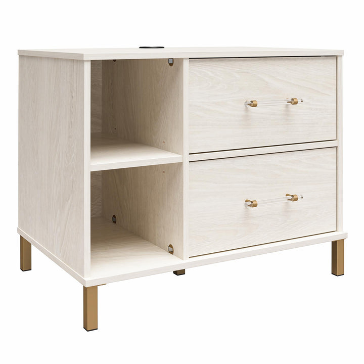 Kalissa Wide Nightstand with Wireless Charger - White Oak