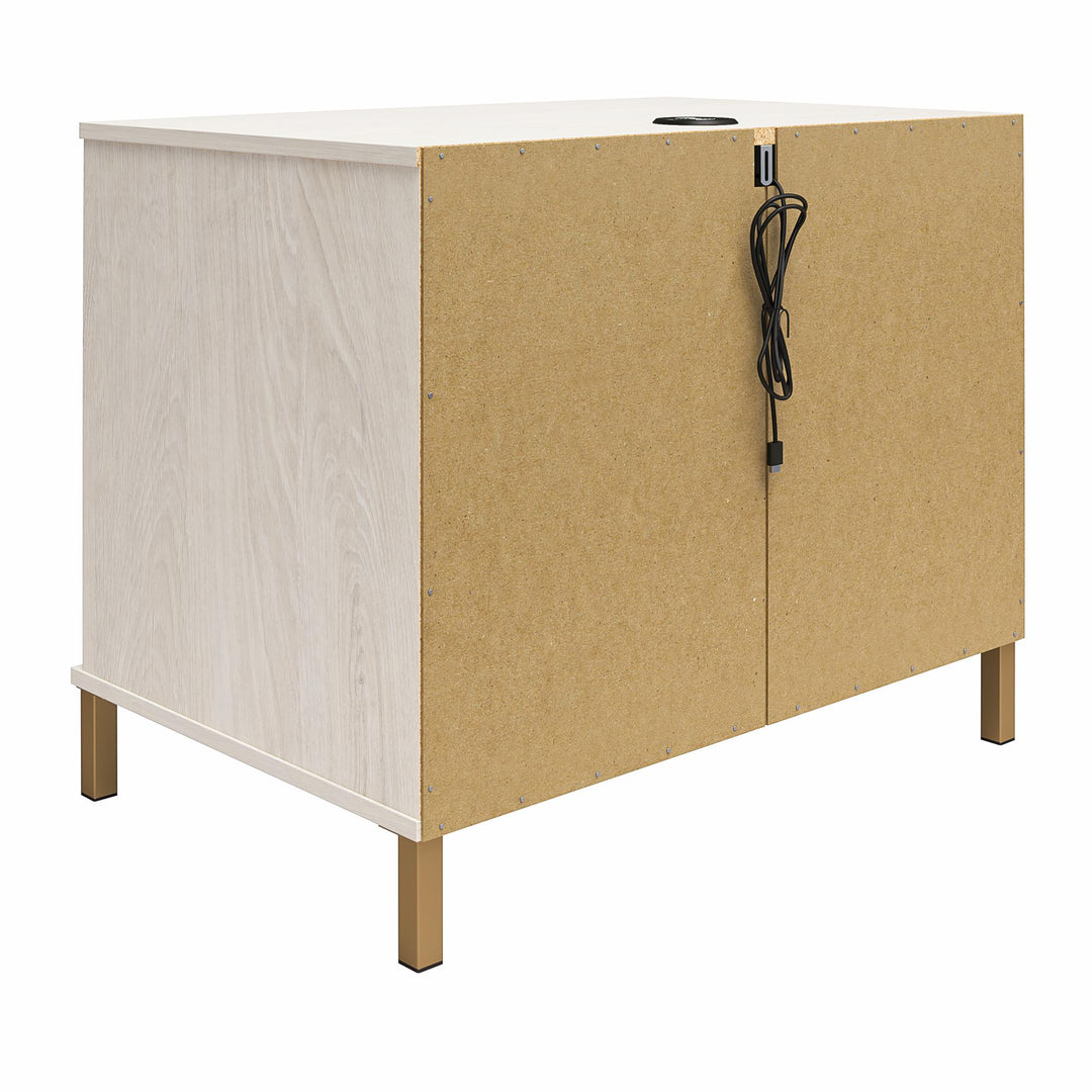 Kalissa Wide Nightstand with Wireless Charger - White Oak