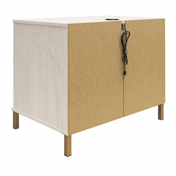 Kalissa Wide Nightstand with Wireless Charger - White Oak