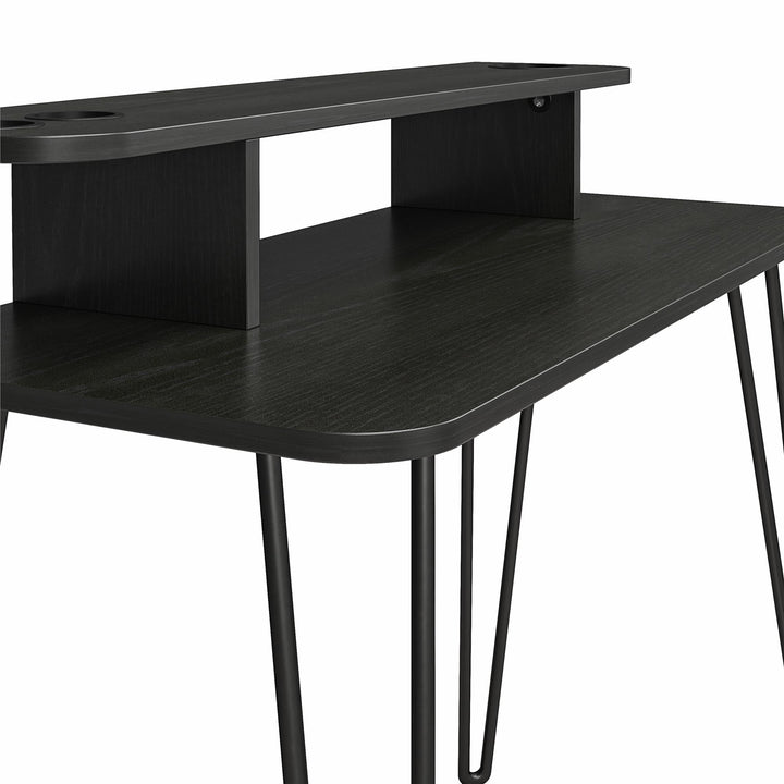 Vanity Desk with Sturdy Construction -  Black Oak