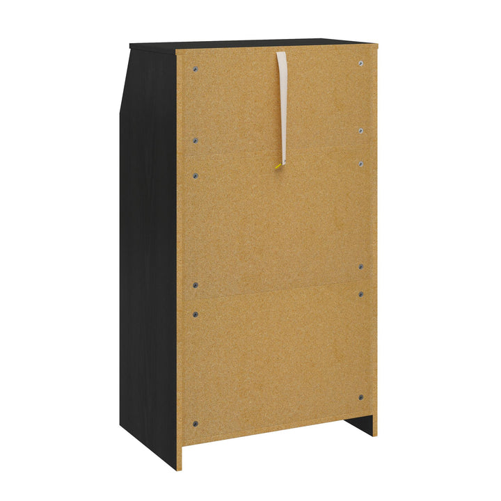 The Loft 2 Door Storage Tower with a Large Open Cubby and 2 Shelves - Black Oak