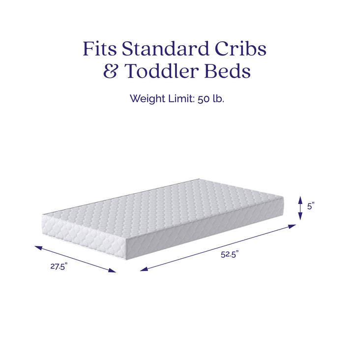 Sweet Cuddles Deluxe 5" Dual Sided 2-in-1 Antimicrobial Crib & Toddler Bed Mattress - White - Crib & Toddler Mattress
