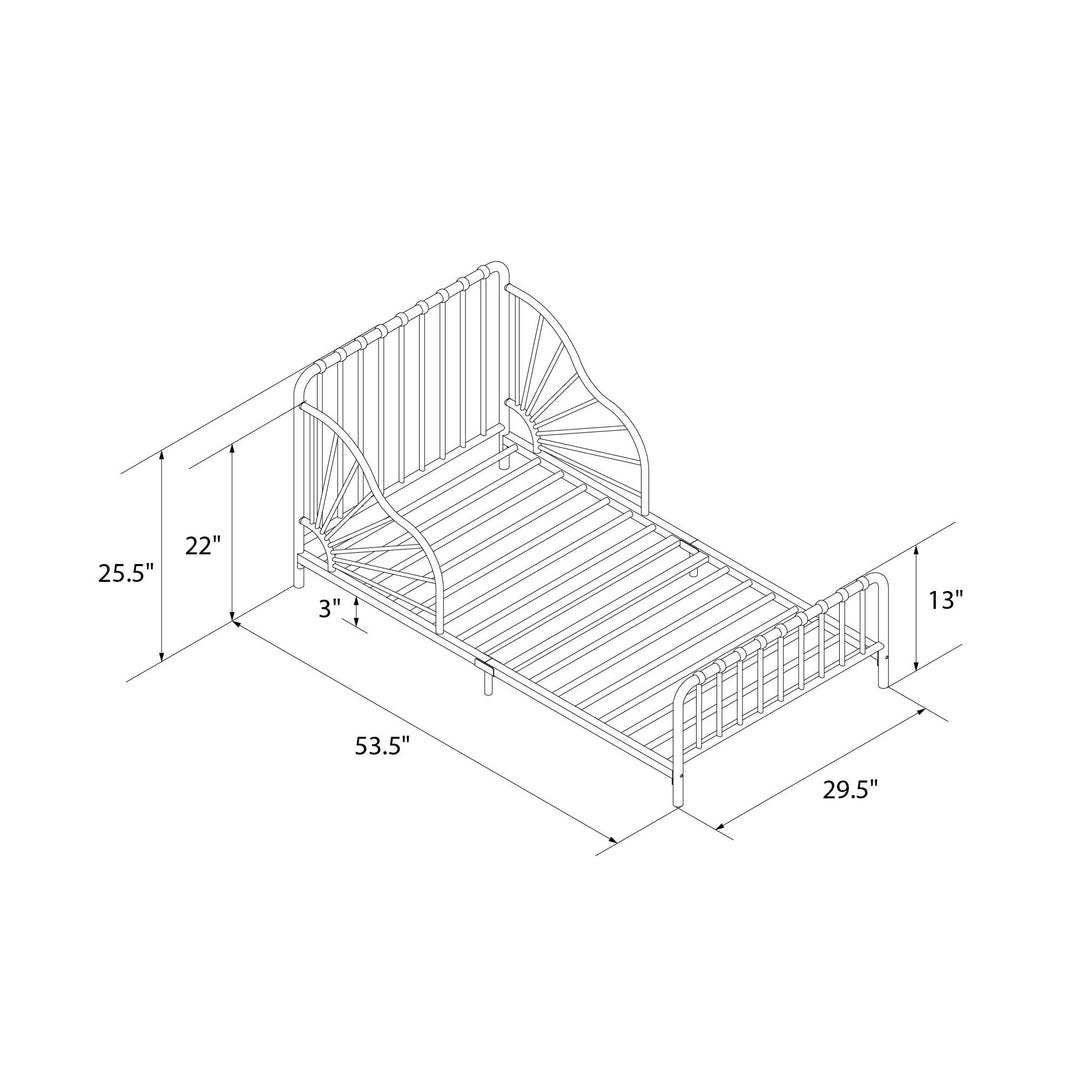 Little Seeds Quinn Whimsical Metal Toddler Bed, White - Off White - Crib & Toddler Mattress