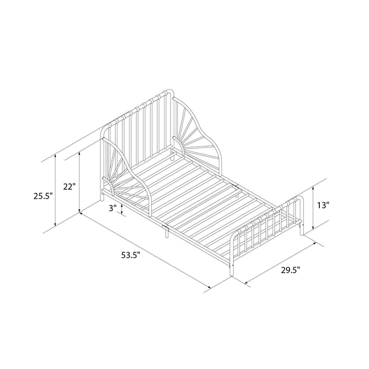 Little Seeds Quinn Whimsical Metal Toddler Bed, White - Off White - Crib & Toddler Mattress