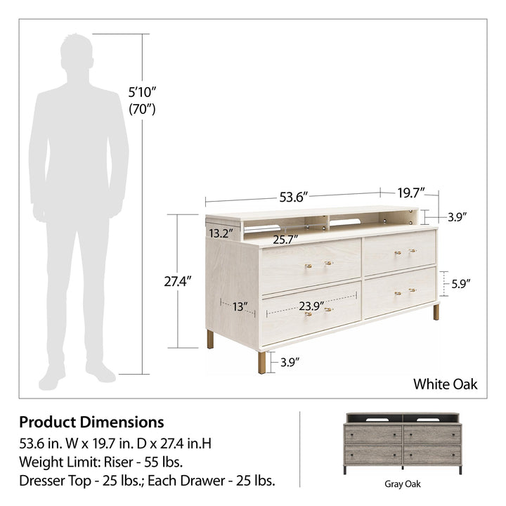 Kalissa Media Dresser for TVs up to 50" - White Oak