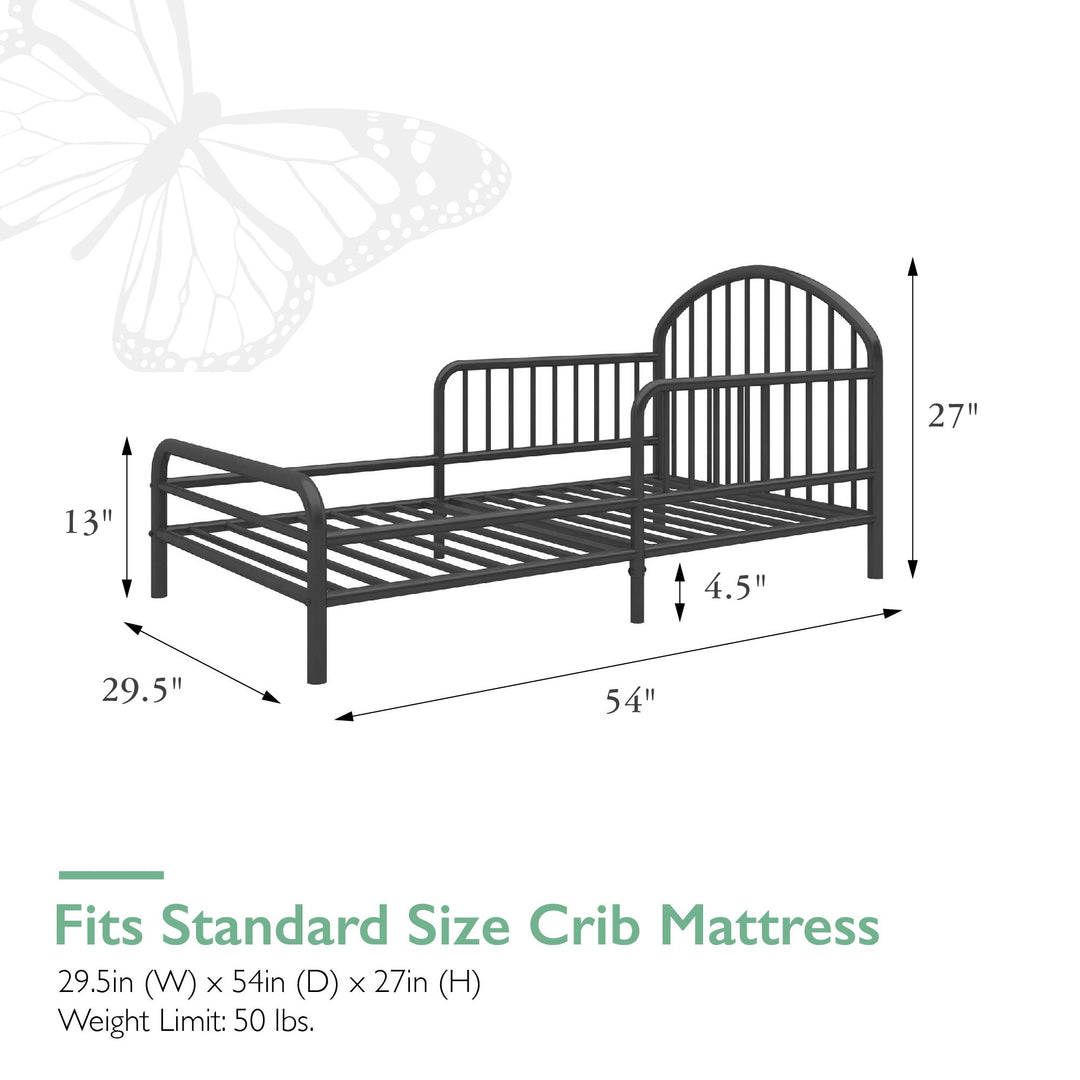 River Metal Toddler Bed with Secured Metal Slats - Black - Crib & Toddler Mattress