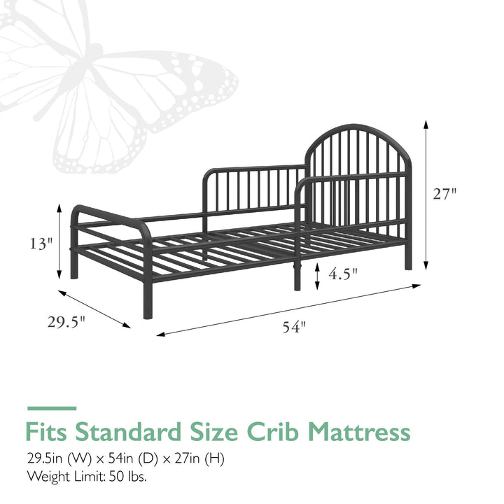 River Metal Toddler Bed with Secured Metal Slats - Black - Crib & Toddler Mattress
