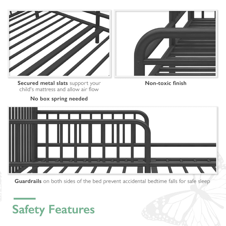 River Metal Toddler Bed with Secured Metal Slats - Black - Crib & Toddler Mattress