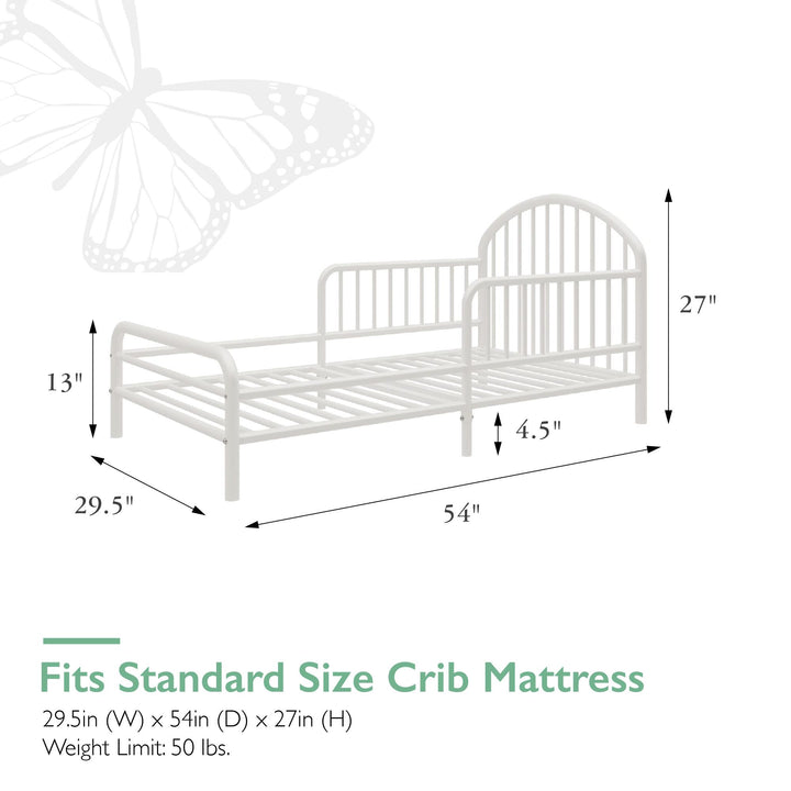 River Metal Toddler Bed with Secured Metal Slats - White - Crib & Toddler Mattress