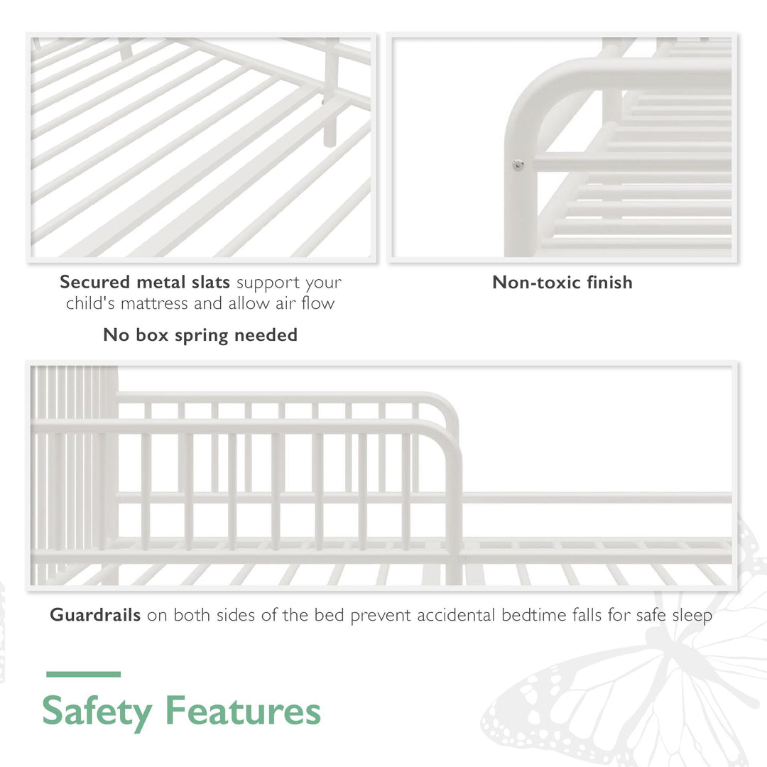 River Metal Toddler Bed with Secured Metal Slats - White - Crib & Toddler Mattress