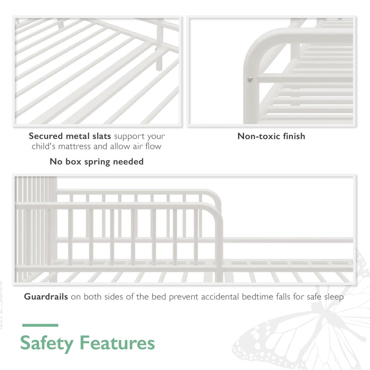River Metal Toddler Bed with Secured Metal Slats - White - Crib & Toddler Mattress