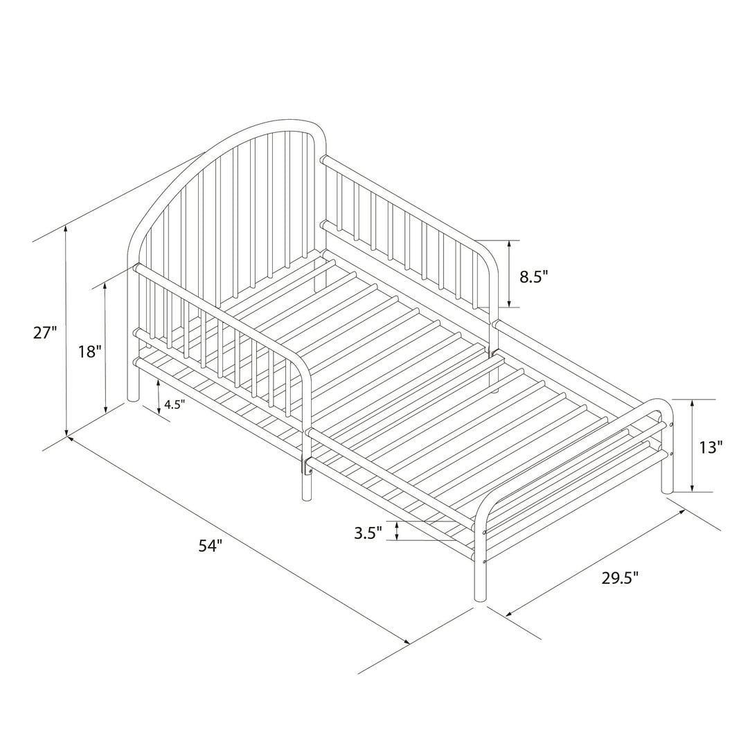 River Metal Toddler Bed with Secured Metal Slats - Black - Crib & Toddler Mattress
